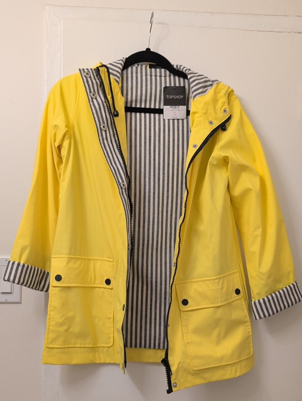 NWT Topshop Yellow Raincoat Size US 4